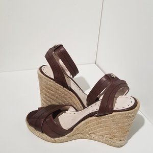 Coach brown leather wedge sandals
